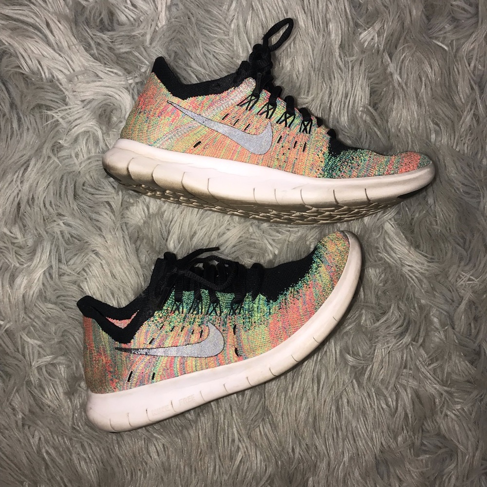 Nike Free RN Flyknit 2017 Multicolor Sneakers 7 8